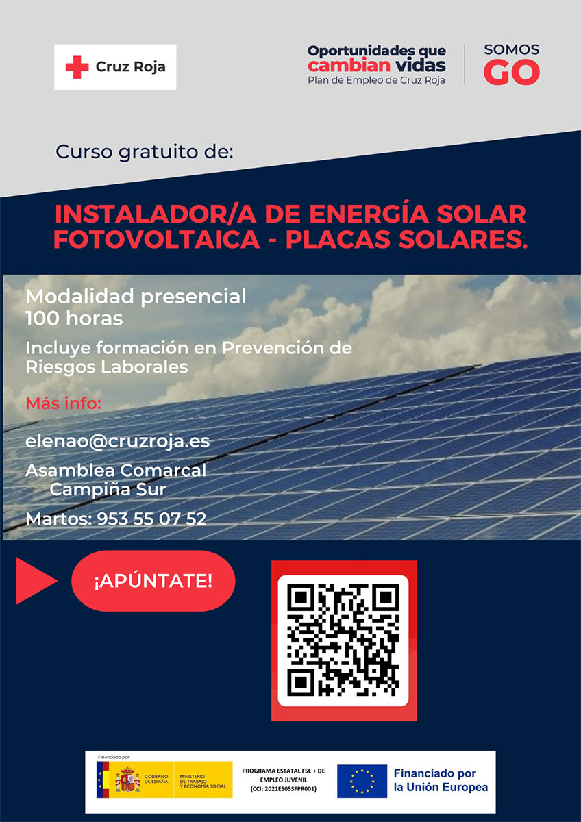 🌞🌞CURSO DE INSTALADOR/A DE ENERGIA SOLAR FOTOVOLTÁICA- PLACAS SOLARES