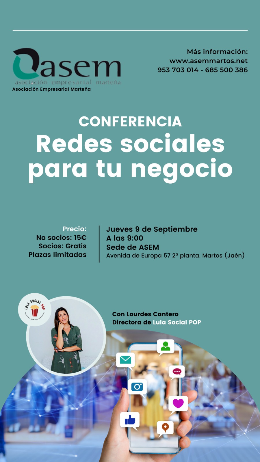 ASEM organiza la conferencia formativa “REDES SOCIALES PARA TU NEGOCIO”