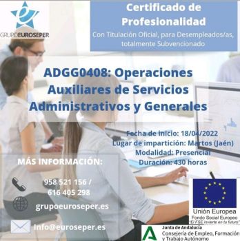 ADGG0408: Operaciones Auxiliares de Servicios Administrativos y Generales